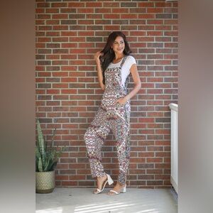 Sacred Threads Boho Print Wide Leg Overalls Jumper Size S/M NWT